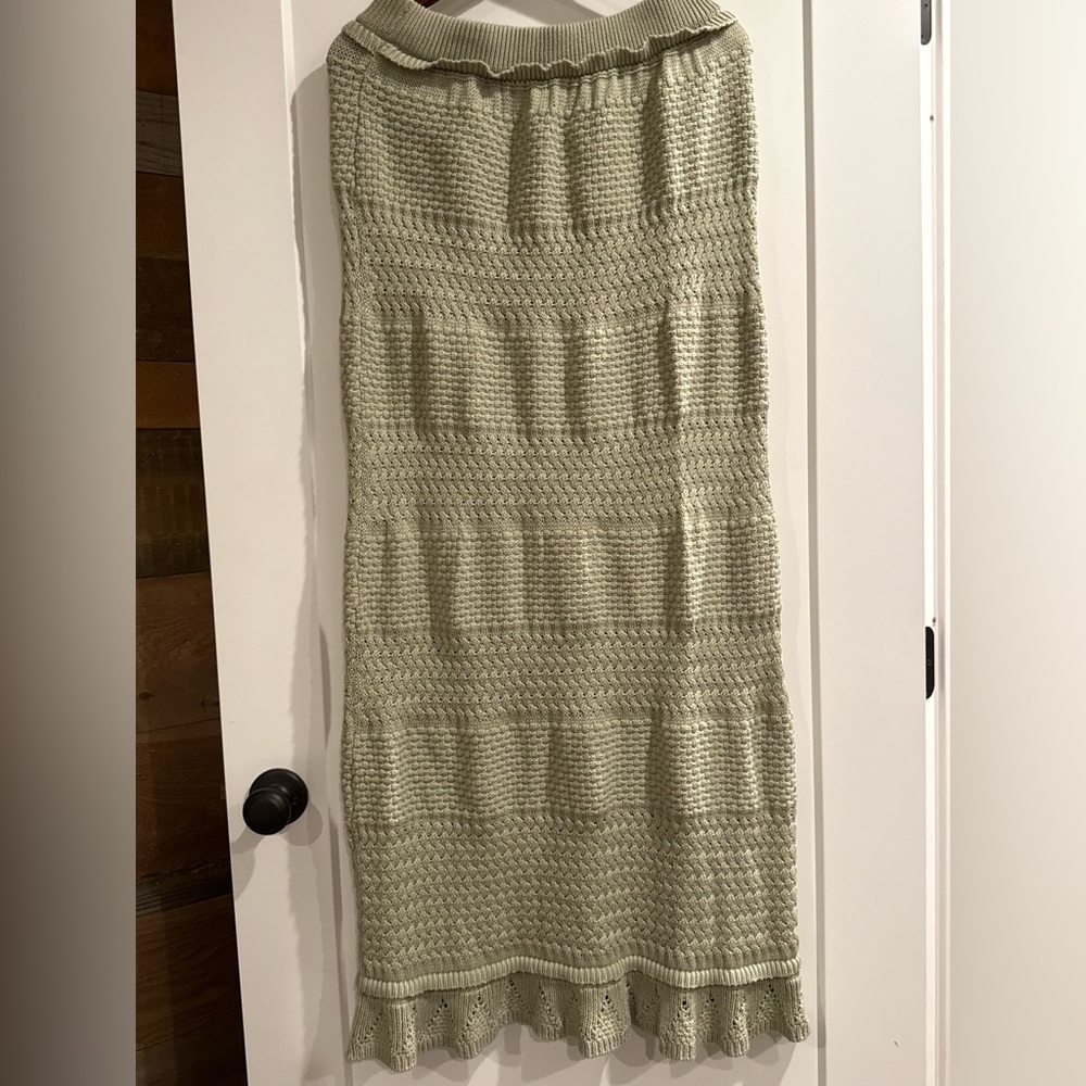 Djerf Avenue Textured Knit Pencil Skirt in Sage